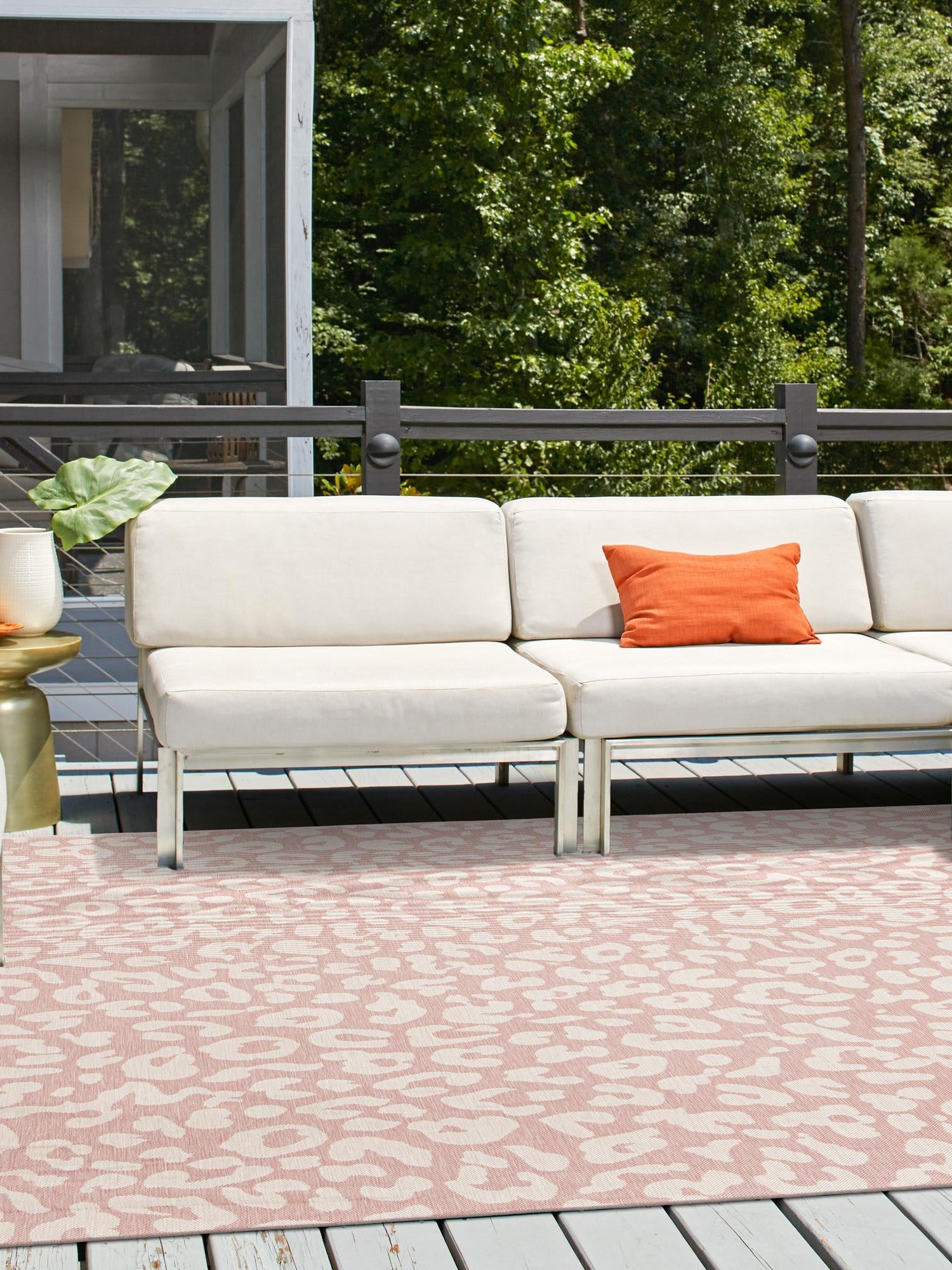 Pink Ivory 13' 1 x 13' 1 Outdoor Safari Square Area Rug Weather Resistant for Patio, Deck, Terrace, Balcony, Porch Animal Print Wildlife Nature Carpet for Sale at Rug Engine