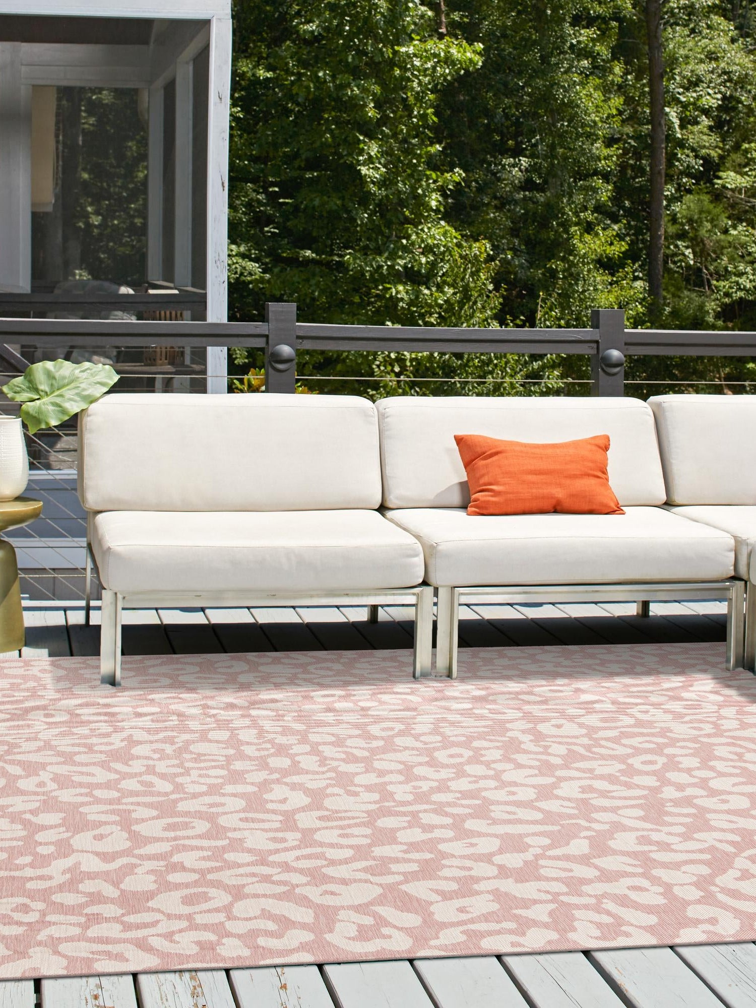 Pink Ivory 13' 1 x 13' 1 Outdoor Safari Square Area Rug Weather Resistant for Patio, Deck, Terrace, Balcony, Porch Animal Print Wildlife Nature Carpet for Sale at Rug Engine