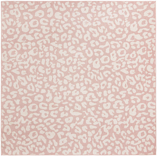 Pink Ivory 10' x 10' Outdoor Safari Square Area Rug Weather Resistant for Patio, Deck, Terrace, Balcony, Porch Animal Print Wildlife Nature Carpet for Sale at Rug Engine