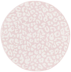Pink Ivory 4' 1 x 4' 1 Outdoor Safari Round Area Rug Weather Resistant for Patio, Deck, Terrace, Balcony, Porch Animal Print Wildlife Nature Carpet for Sale at Rug Engine