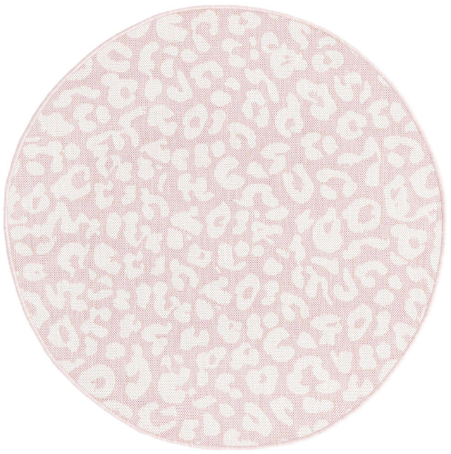 Pink Ivory 4' 1 x 4' 1 Outdoor Safari Round Area Rug Weather Resistant for Patio, Deck, Terrace, Balcony, Porch Animal Print Wildlife Nature Carpet for Sale at Rug Engine