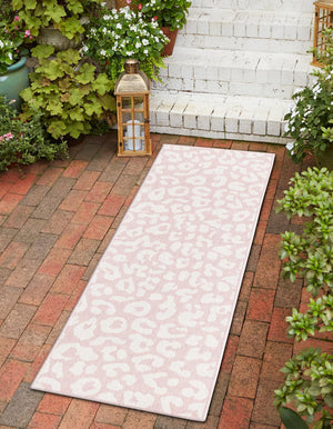 Pink Ivory 2' 7 x 10' Outdoor Safari Runner Area Rug Weather Resistant for Patio, Deck, Terrace, Balcony, Porch Animal Print Wildlife Nature Carpet for Sale at Rug Engine