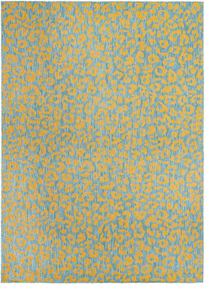 Blue Yellow 10' x 14' 1 Outdoor Safari Rectangle Area Rug Weather Resistant for Patio, Deck, Terrace, Balcony, Porch Animal Print Wildlife Nature Carpet for Sale at Rug Engine