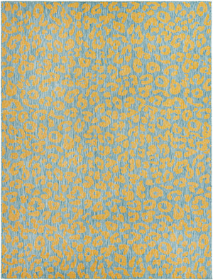 Blue Yellow 9' x 12' Outdoor Safari Rectangle Area Rug Weather Resistant for Patio, Deck, Terrace, Balcony, Porch Animal Print Wildlife Nature Carpet for Sale at Rug Engine