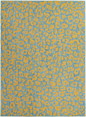 Blue Yellow 7' 10 x 11' Outdoor Safari Rectangle Area Rug Weather Resistant for Patio, Deck, Terrace, Balcony, Porch Animal Print Wildlife Nature Carpet for Sale at Rug Engine