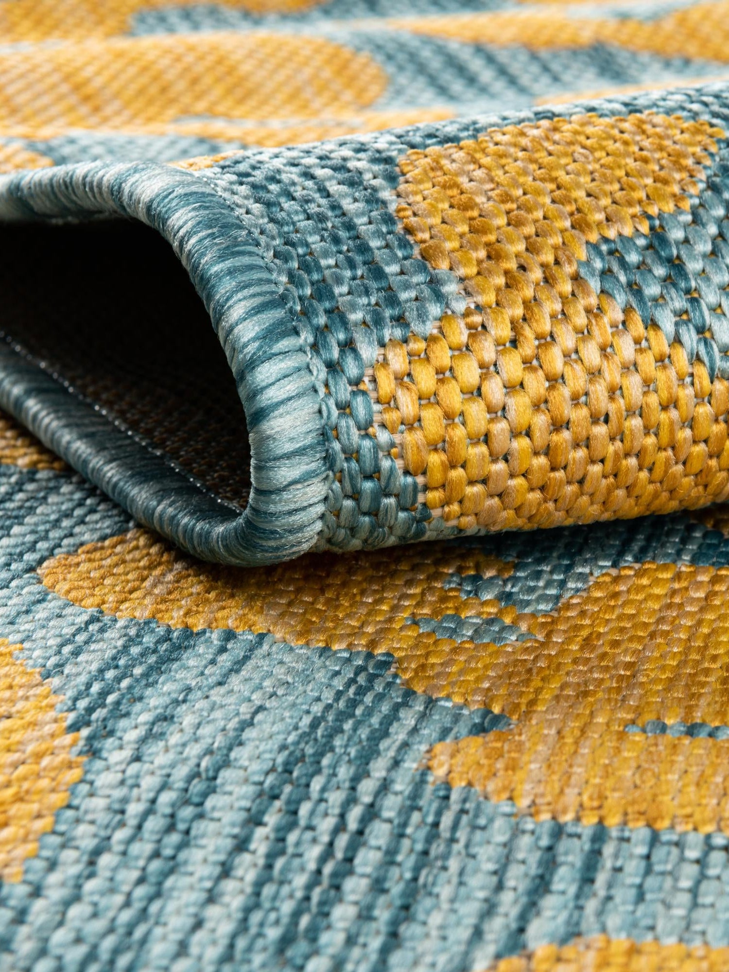 Blue Yellow 2' x 3' 1 Outdoor Safari Rectangle Area Rug Weather Resistant for Patio, Deck, Terrace, Balcony, Porch Animal Print Wildlife Nature Carpet for Sale at Rug Engine