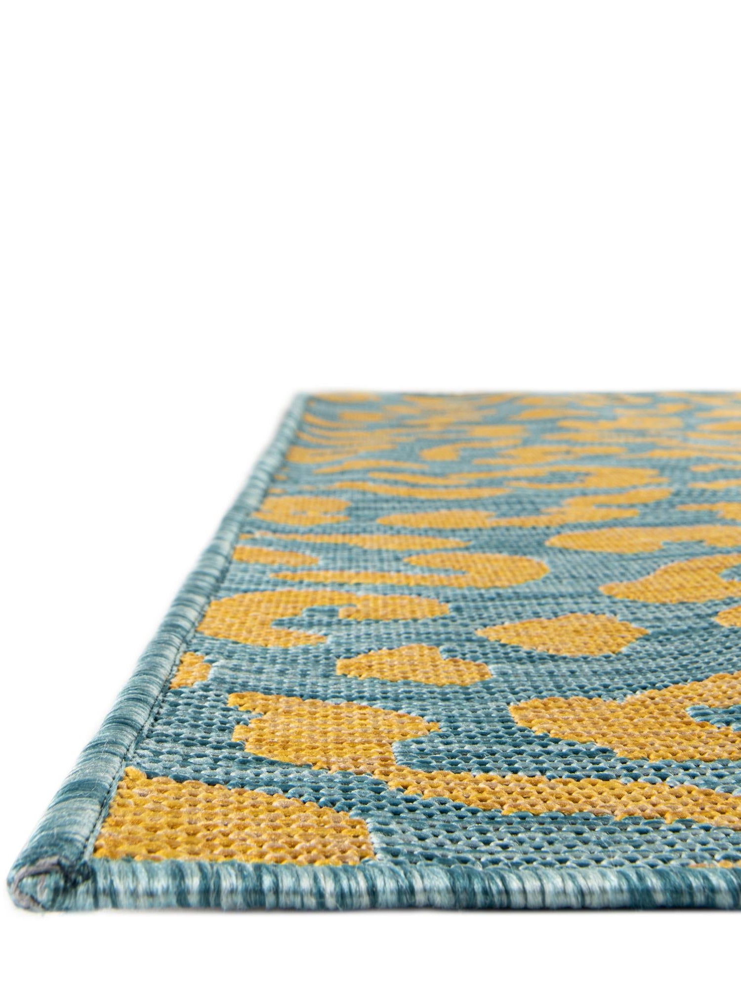 Blue Yellow 7' 10 x 11' Outdoor Safari Rectangle Area Rug Weather Resistant for Patio, Deck, Terrace, Balcony, Porch Animal Print Wildlife Nature Carpet for Sale at Rug Engine