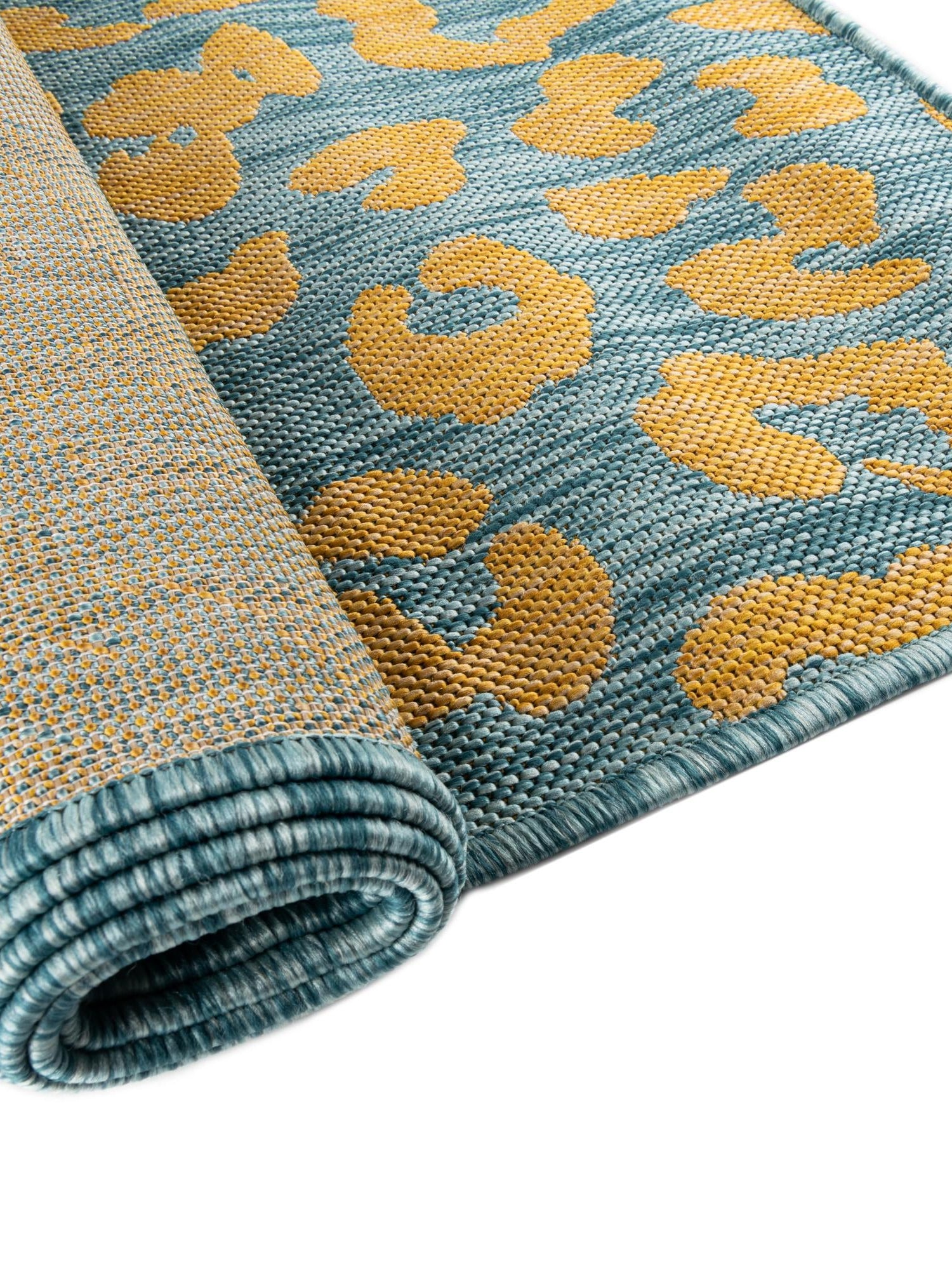 Blue Yellow 3' 1 x 5' 3 Outdoor Safari Rectangle Area Rug Weather Resistant for Patio, Deck, Terrace, Balcony, Porch Animal Print Wildlife Nature Carpet for Sale at Rug Engine