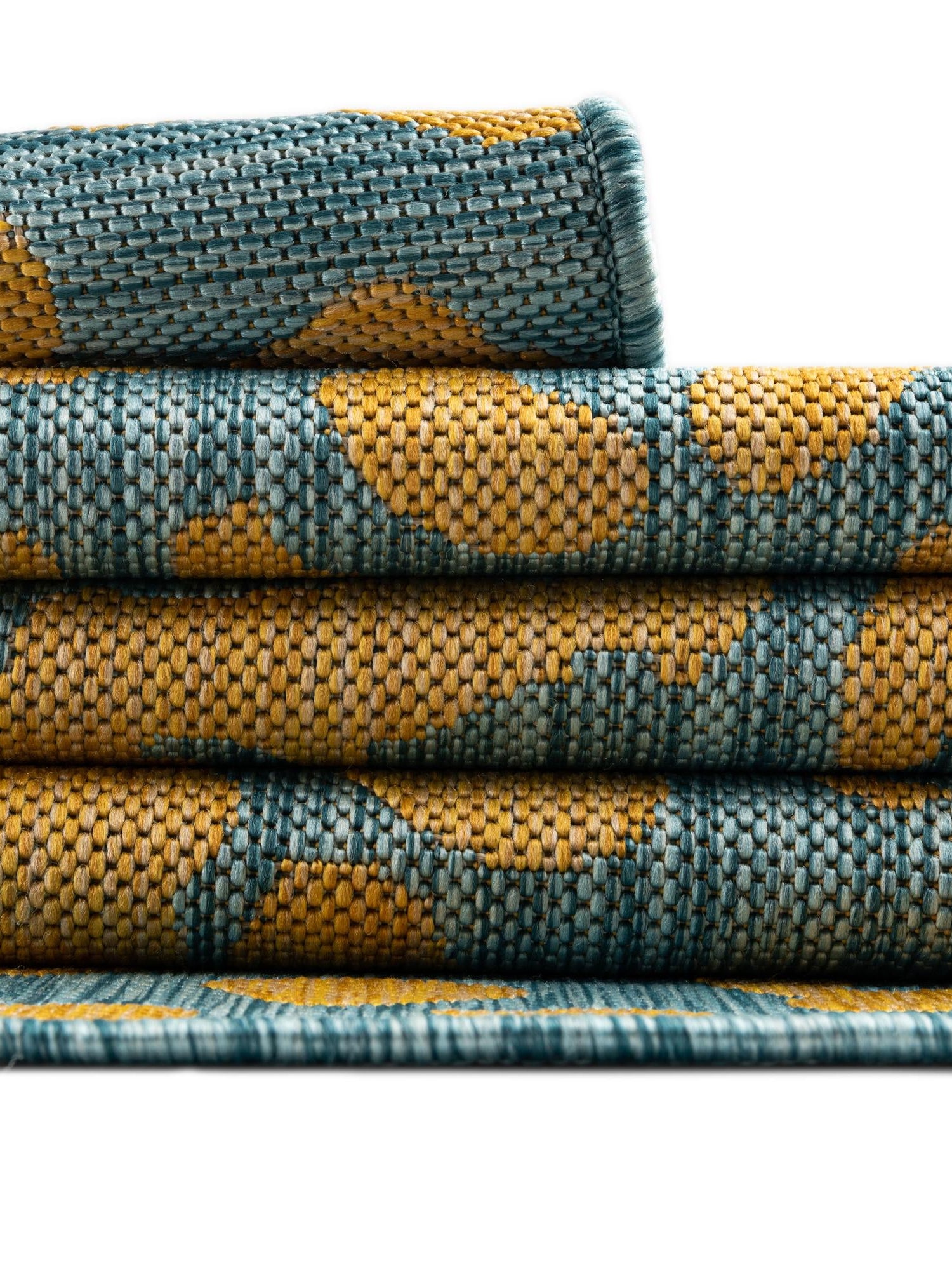 Blue Yellow 3' 1 x 5' 3 Outdoor Safari Rectangle Area Rug Weather Resistant for Patio, Deck, Terrace, Balcony, Porch Animal Print Wildlife Nature Carpet for Sale at Rug Engine