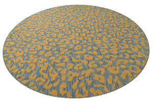 Blue Yellow 10' x 10' Outdoor Safari Round Area Rug Weather Resistant for Patio, Deck, Terrace, Balcony, Porch Animal Print Wildlife Nature Carpet for Sale at Rug Engine