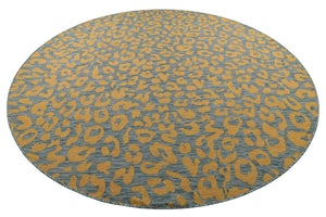 Blue Yellow 10' x 10' Outdoor Safari Round Area Rug Weather Resistant for Patio, Deck, Terrace, Balcony, Porch Animal Print Wildlife Nature Carpet for Sale at Rug Engine