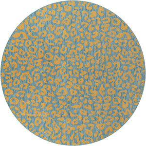 Blue Yellow 10' x 10' Outdoor Safari Round Area Rug Weather Resistant for Patio, Deck, Terrace, Balcony, Porch Animal Print Wildlife Nature Carpet for Sale at Rug Engine