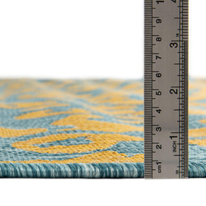 Blue Yellow 13' 1 x 13' 1 Outdoor Safari Square Area Rug Weather Resistant for Patio, Deck, Terrace, Balcony, Porch Animal Print Wildlife Nature Carpet for Sale at Rug Engine