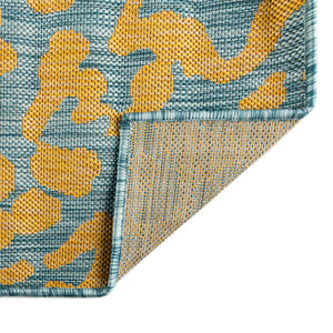 Blue Yellow 13' 1 x 13' 1 Outdoor Safari Square Area Rug Weather Resistant for Patio, Deck, Terrace, Balcony, Porch Animal Print Wildlife Nature Carpet for Sale at Rug Engine