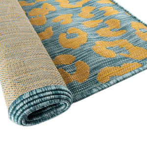 Blue Yellow 13' 1 x 13' 1 Outdoor Safari Square Area Rug Weather Resistant for Patio, Deck, Terrace, Balcony, Porch Animal Print Wildlife Nature Carpet for Sale at Rug Engine