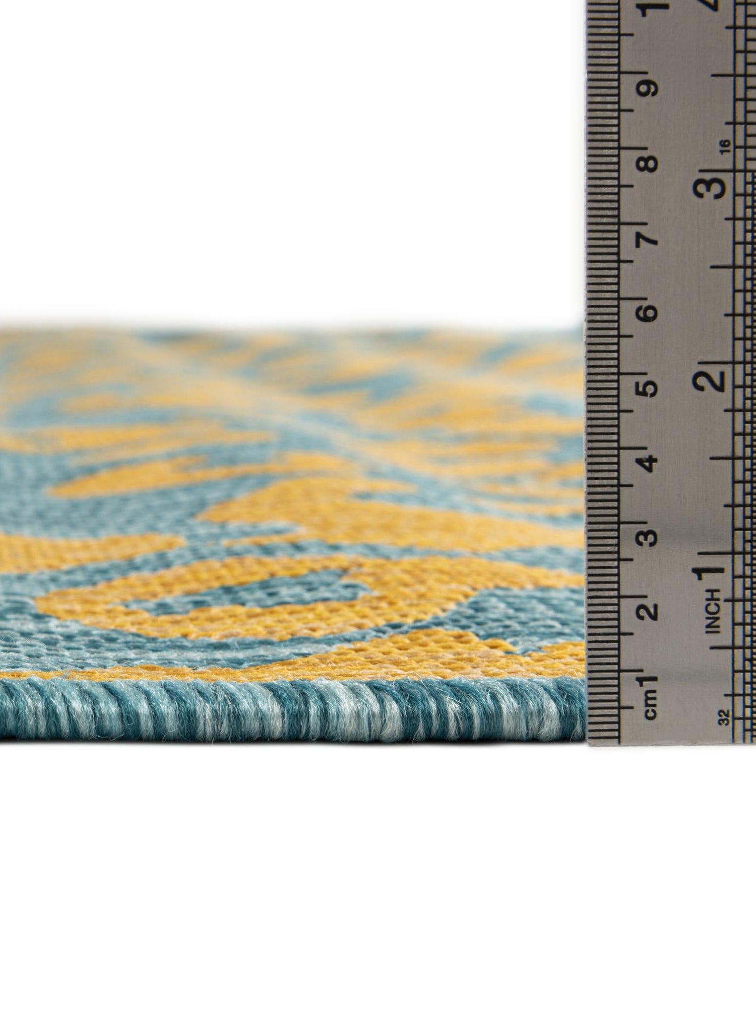 Blue Yellow 4' 1 x 4' 1 Outdoor Safari Round Area Rug Weather Resistant for Patio, Deck, Terrace, Balcony, Porch Animal Print Wildlife Nature Carpet for Sale at Rug Engine