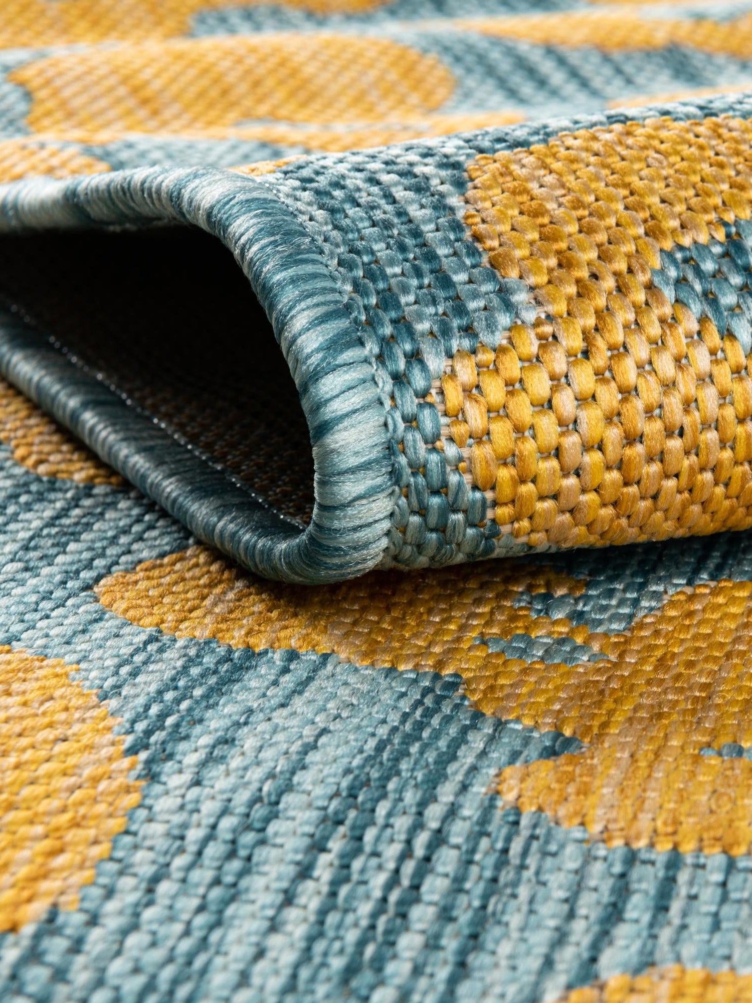 Blue Yellow 13' 1 x 13' 1 Outdoor Safari Round Area Rug Weather Resistant for Patio, Deck, Terrace, Balcony, Porch Animal Print Wildlife Nature Carpet for Sale at Rug Engine