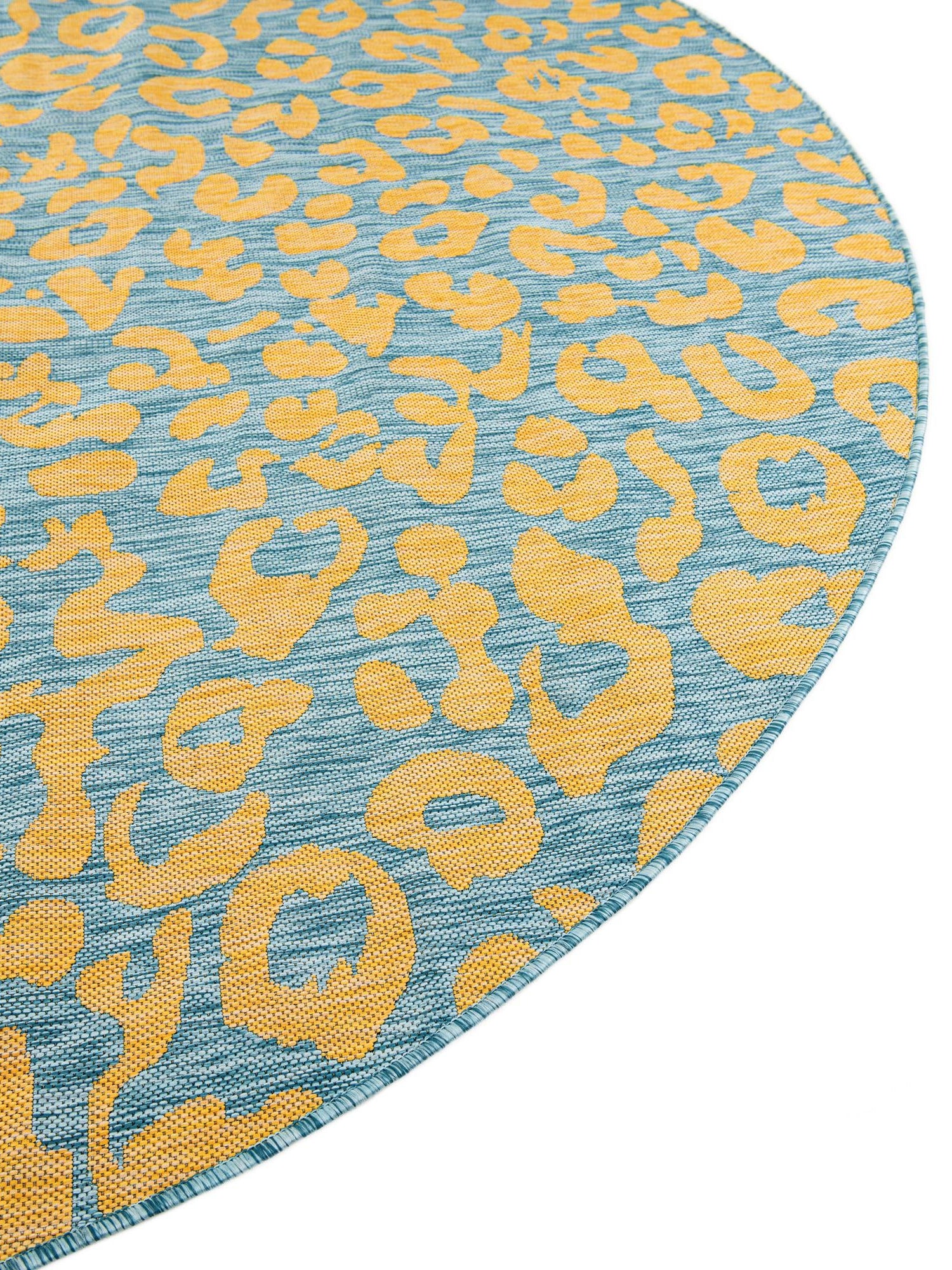 Blue Yellow 13' 1 x 13' 1 Outdoor Safari Round Area Rug Weather Resistant for Patio, Deck, Terrace, Balcony, Porch Animal Print Wildlife Nature Carpet for Sale at Rug Engine