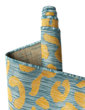 Blue Yellow 10' x 10' Outdoor Safari Round Area Rug Weather Resistant for Patio, Deck, Terrace, Balcony, Porch Animal Print Wildlife Nature Carpet for Sale at Rug Engine