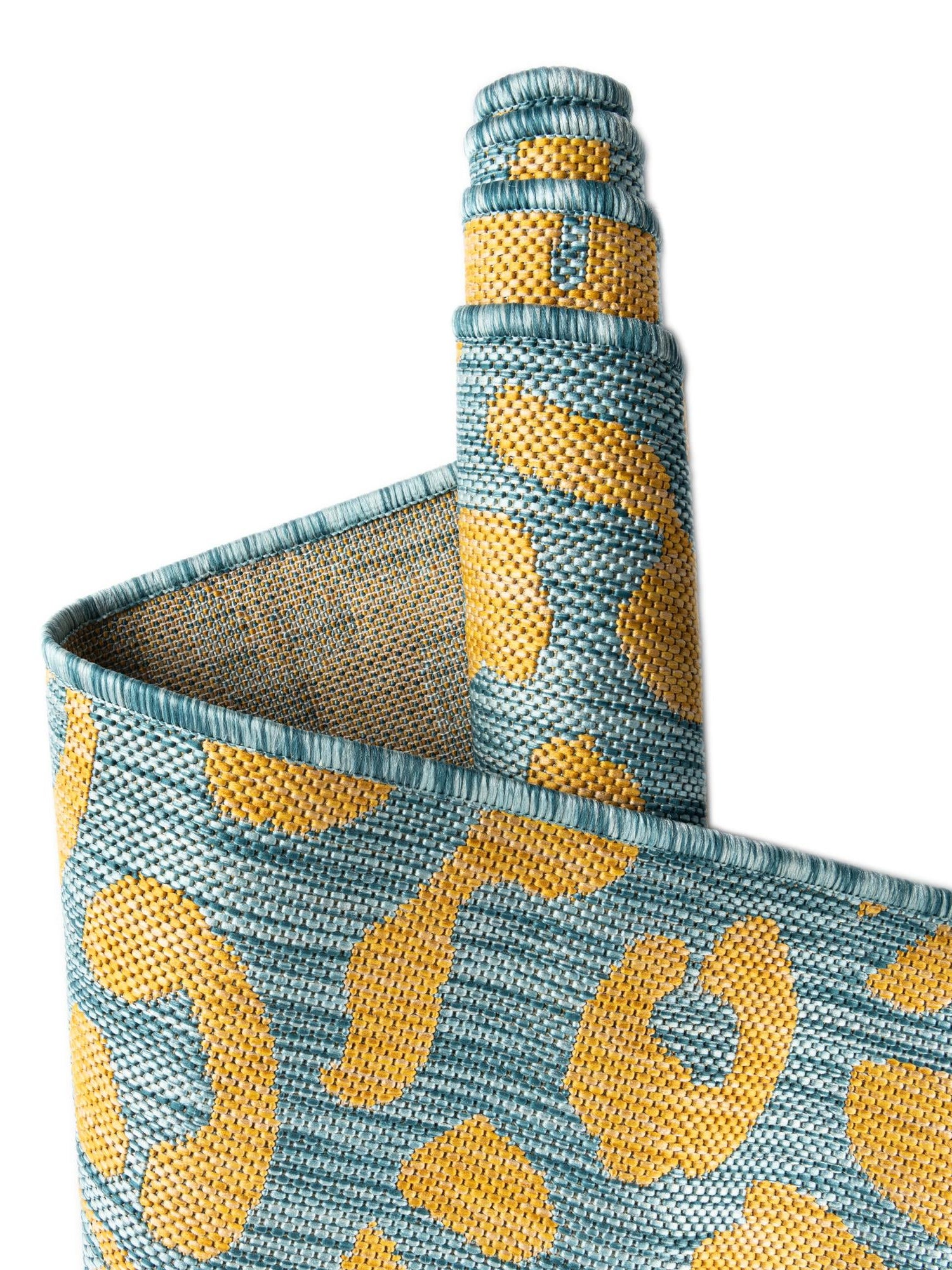 Blue Yellow 3' 1 x 3' 1 Outdoor Safari Round Area Rug Weather Resistant for Patio, Deck, Terrace, Balcony, Porch Animal Print Wildlife Nature Carpet for Sale at Rug Engine