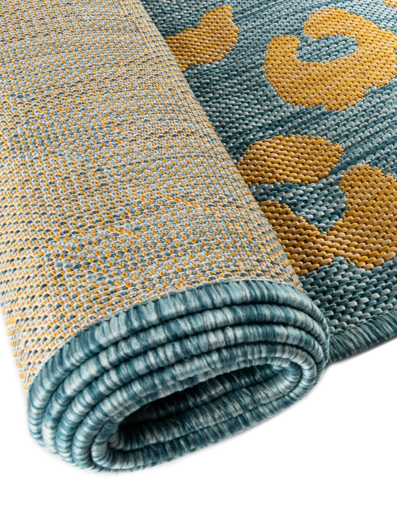 Blue Yellow 4' 1 x 4' 1 Outdoor Safari Round Area Rug Weather Resistant for Patio, Deck, Terrace, Balcony, Porch Animal Print Wildlife Nature Carpet for Sale at Rug Engine