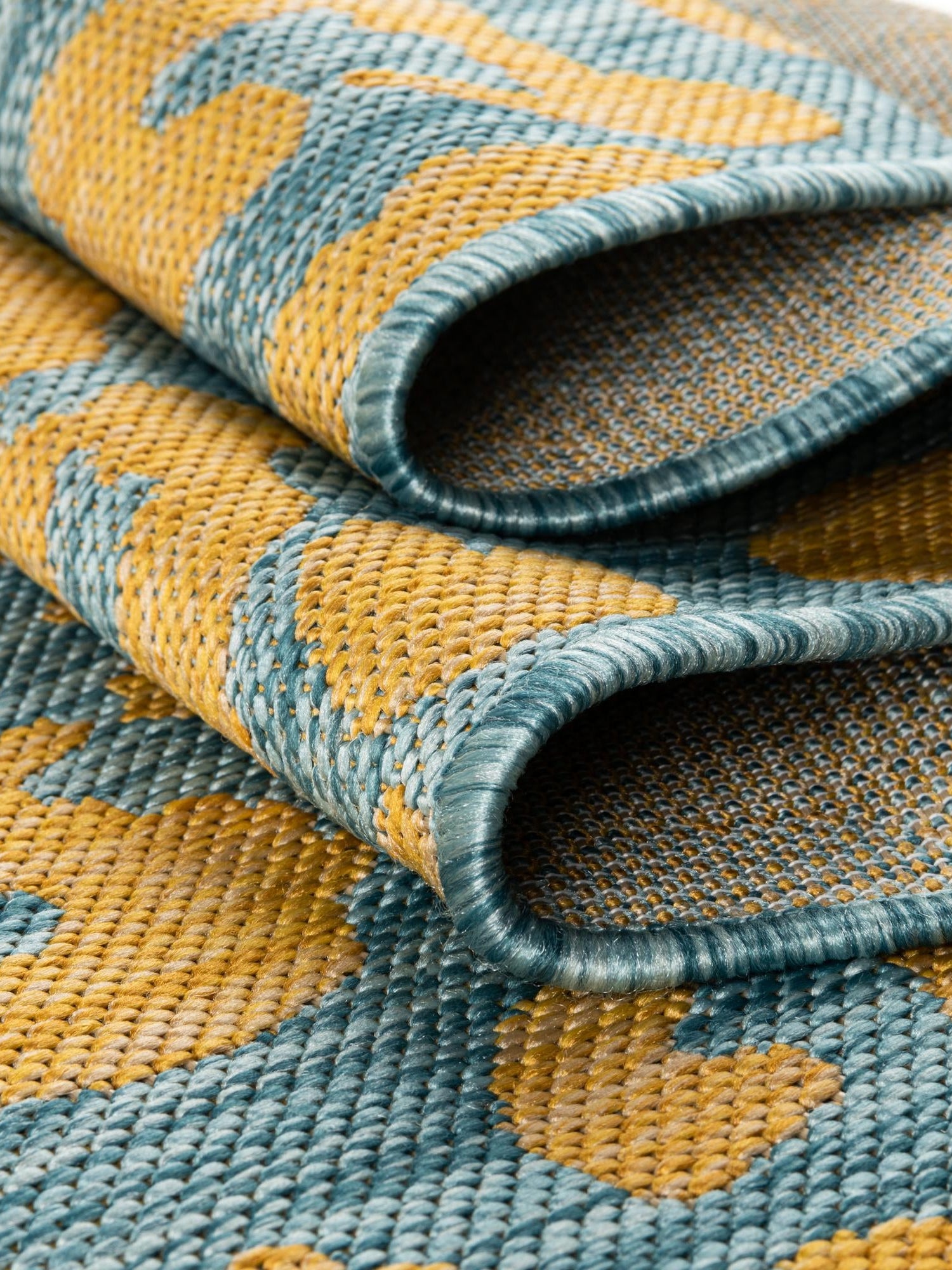 Blue Yellow 2' x 8' Outdoor Safari Runner Area Rug Weather Resistant for Patio, Deck, Terrace, Balcony, Porch Animal Print Wildlife Nature Carpet for Sale at Rug Engine