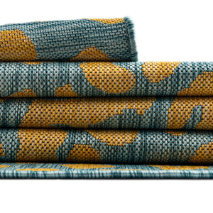 Blue Yellow 2' x 6' 1 Outdoor Safari Runner Area Rug Weather Resistant for Patio, Deck, Terrace, Balcony, Porch Animal Print Wildlife Nature Carpet for Sale at Rug Engine