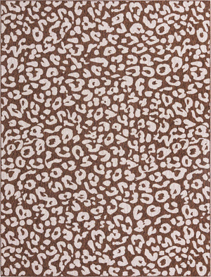 Brown 9' x 12' Outdoor Safari Rectangle Area Rug Weather Resistant for Patio, Deck, Terrace, Balcony, Porch Animal Print Wildlife Nature Carpet for Sale at Rug Engine