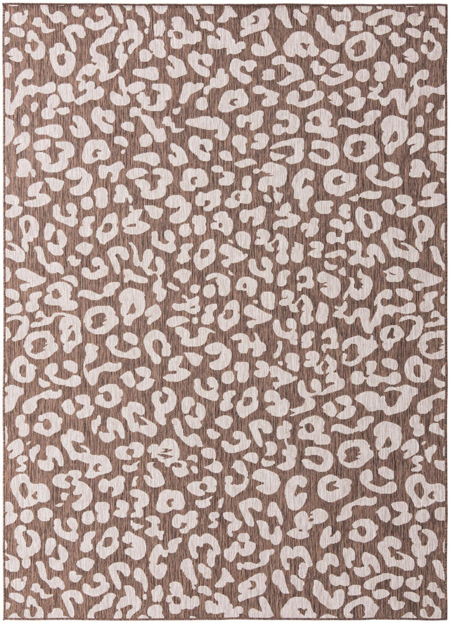 Brown 7' 10 x 11' Outdoor Safari Rectangle Area Rug Weather Resistant for Patio, Deck, Terrace, Balcony, Porch Animal Print Wildlife Nature Carpet for Sale at Rug Engine