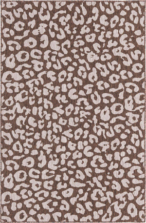 Brown 5' 3 x 8' Outdoor Safari Rectangle Area Rug Weather Resistant for Patio, Deck, Terrace, Balcony, Porch Animal Print Wildlife Nature Carpet for Sale at Rug Engine