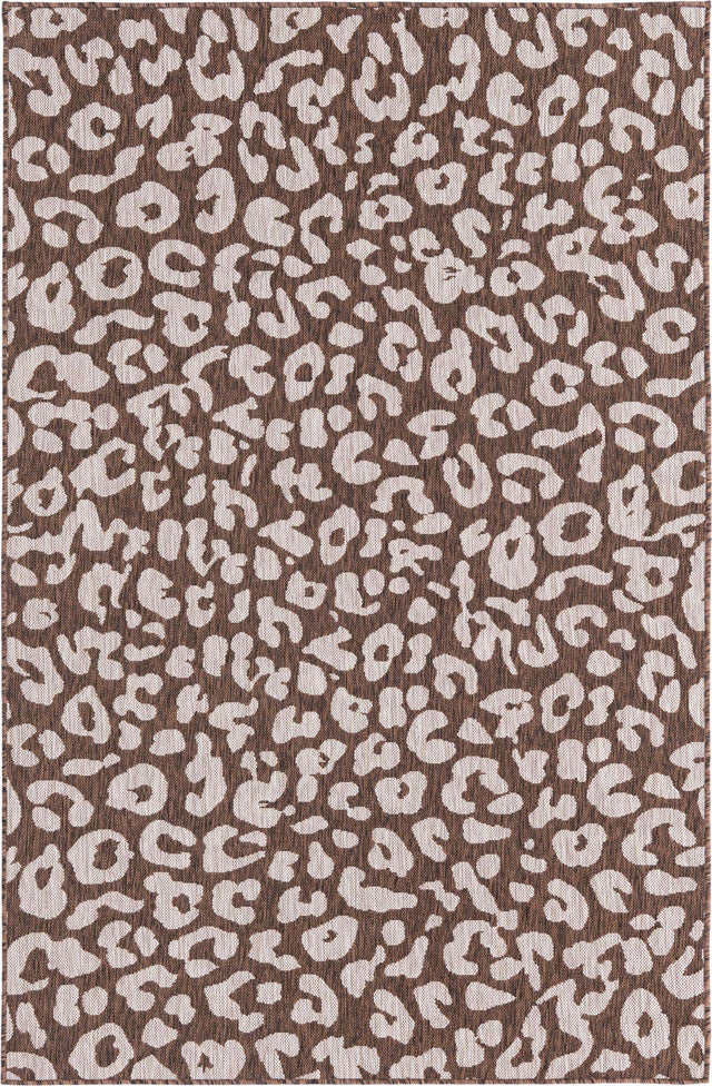 Brown 5' 3 x 8' Outdoor Safari Rectangle Area Rug Weather Resistant for Patio, Deck, Terrace, Balcony, Porch Animal Print Wildlife Nature Carpet for Sale at Rug Engine