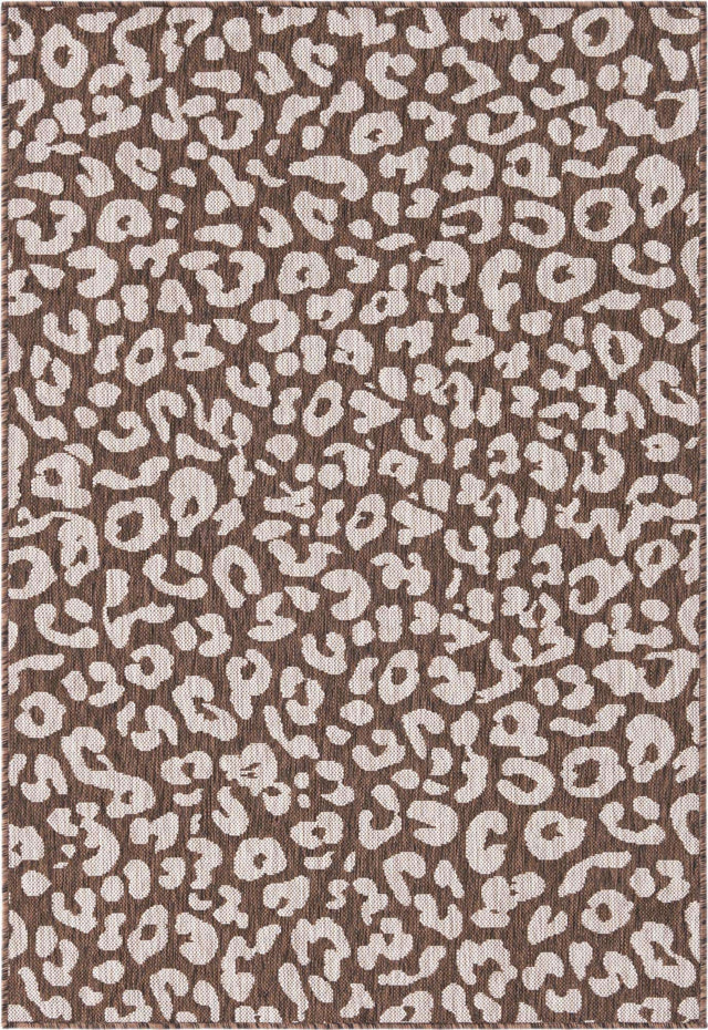 Brown 4' 1 x 6' 1 Outdoor Safari Rectangle Area Rug Weather Resistant for Patio, Deck, Terrace, Balcony, Porch Animal Print Wildlife Nature Carpet for Sale at Rug Engine