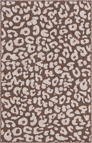 Brown 3' 1 x 5' 3 Outdoor Safari Rectangle Area Rug Weather Resistant for Patio, Deck, Terrace, Balcony, Porch Animal Print Wildlife Nature Carpet for Sale at Rug Engine