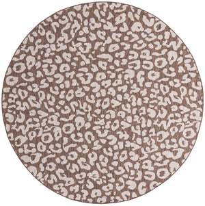 Brown 10' x 10' Outdoor Safari Round Area Rug Weather Resistant for Patio, Deck, Terrace, Balcony, Porch Animal Print Wildlife Nature Carpet for Sale at Rug Engine