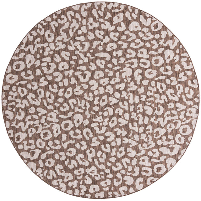Brown 10' x 10' Outdoor Safari Round Area Rug Weather Resistant for Patio, Deck, Terrace, Balcony, Porch Animal Print Wildlife Nature Carpet for Sale at Rug Engine