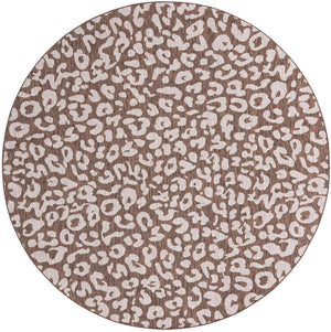 Brown 10' x 10' Outdoor Safari Round Area Rug Weather Resistant for Patio, Deck, Terrace, Balcony, Porch Animal Print Wildlife Nature Carpet for Sale at Rug Engine