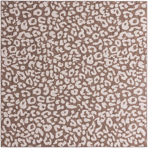 Brown 10' x 10' Outdoor Safari Square Area Rug Weather Resistant for Patio, Deck, Terrace, Balcony, Porch Animal Print Wildlife Nature Carpet for Sale at Rug Engine