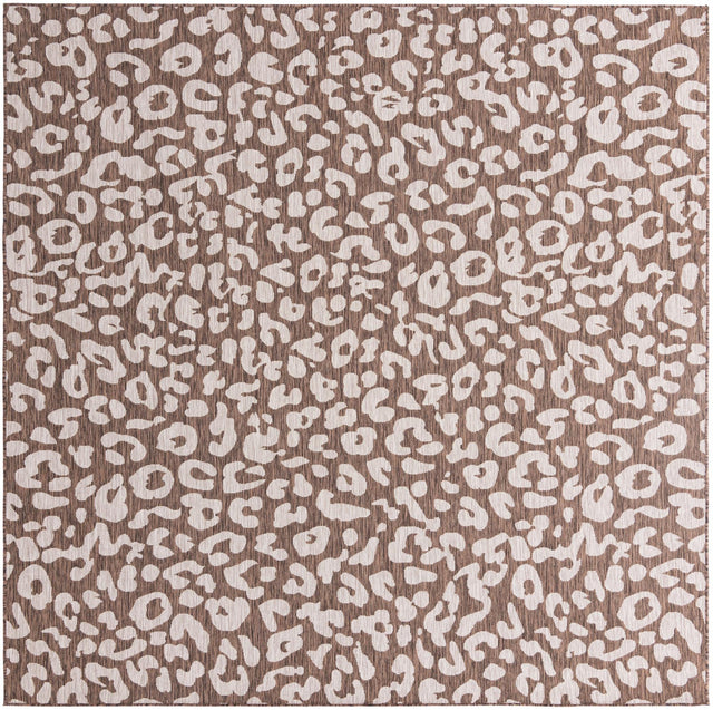 Brown 10' x 10' Outdoor Safari Square Area Rug Weather Resistant for Patio, Deck, Terrace, Balcony, Porch Animal Print Wildlife Nature Carpet for Sale at Rug Engine