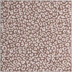 Brown 10' x 10' Outdoor Safari Square Area Rug Weather Resistant for Patio, Deck, Terrace, Balcony, Porch Animal Print Wildlife Nature Carpet for Sale at Rug Engine