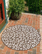Brown 13' 1 x 13' 1 Outdoor Safari Round Area Rug Weather Resistant for Patio, Deck, Terrace, Balcony, Porch Animal Print Wildlife Nature Carpet for Sale at Rug Engine