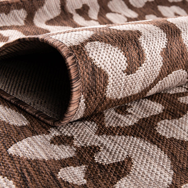 Brown 3' 1 x 3' 1 Outdoor Safari Round Area Rug Weather Resistant for Patio, Deck, Terrace, Balcony, Porch Animal Print Wildlife Nature Carpet for Sale at Rug Engine