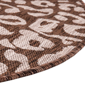 Brown 3' 1 x 3' 1 Outdoor Safari Round Area Rug Weather Resistant for Patio, Deck, Terrace, Balcony, Porch Animal Print Wildlife Nature Carpet for Sale at Rug Engine