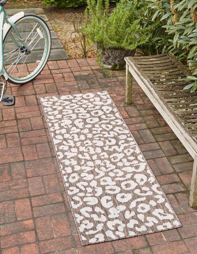 Brown 2' x 8' Outdoor Safari Runner Area Rug Weather Resistant for Patio, Deck, Terrace, Balcony, Porch Animal Print Wildlife Nature Carpet for Sale at Rug Engine