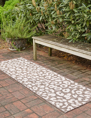 Brown 2' x 8' Outdoor Safari Runner Area Rug Weather Resistant for Patio, Deck, Terrace, Balcony, Porch Animal Print Wildlife Nature Carpet for Sale at Rug Engine