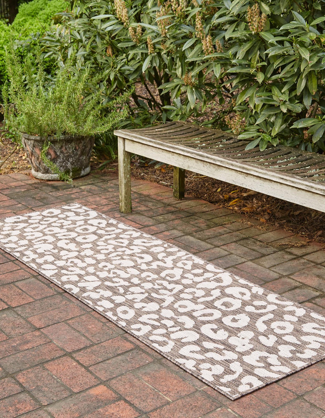 Brown 2' x 8' Outdoor Safari Runner Area Rug Weather Resistant for Patio, Deck, Terrace, Balcony, Porch Animal Print Wildlife Nature Carpet for Sale at Rug Engine