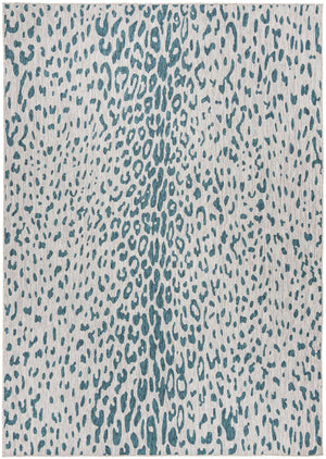Teal 7' 10 x 11' Outdoor Safari Rectangle Area Rug Weather Resistant for Patio, Deck, Terrace, Balcony, Porch Animal Print Wildlife Nature Carpet for Sale at Rug Engine