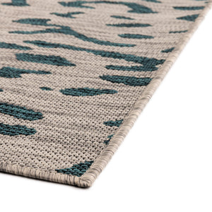 Teal 5' 3 x 8' Outdoor Safari Rectangle Area Rug Weather Resistant for Patio, Deck, Terrace, Balcony, Porch Animal Print Wildlife Nature Carpet for Sale at Rug Engine