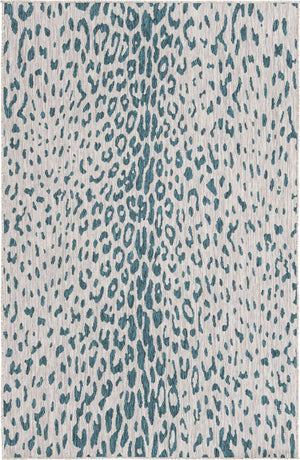 Teal 5' 3 x 8' Outdoor Safari Rectangle Area Rug Weather Resistant for Patio, Deck, Terrace, Balcony, Porch Animal Print Wildlife Nature Carpet for Sale at Rug Engine