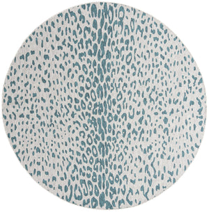 Teal 10' x 10' Outdoor Safari Round Area Rug Weather Resistant for Patio, Deck, Terrace, Balcony, Porch Animal Print Wildlife Nature Carpet for Sale at Rug Engine