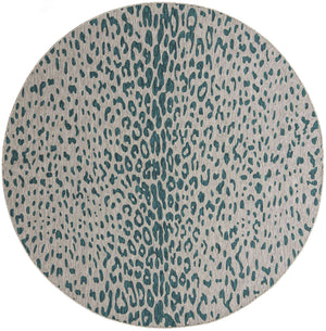 Teal 10' x 10' Outdoor Safari Round Area Rug Weather Resistant for Patio, Deck, Terrace, Balcony, Porch Animal Print Wildlife Nature Carpet for Sale at Rug Engine